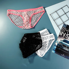 Men Briefs Sexy Low-Rise Mesh Hollow Panties Knickers Bikini Underwear Underpants Sexy Transparent High Elastic Brief