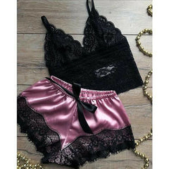 Sexy Lace Nightgown Women's Pajama Set V Neck Satin Nightdress Sexy Lingerie Hot Sexy Evening Dress Erotic Sleeping Clothes