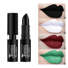 Hot Sale Waterproof Velvet Matte Black White Lipstick Lasting Pigment Green Purple Lipstick Christmas Halloween Party Lip Makeup