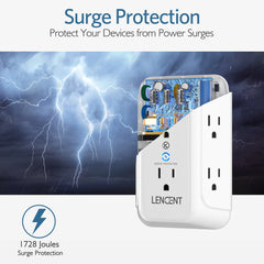 LENCENT Multi Plug Outlet Extender with 6 Outlets 3 USB