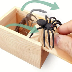 New Trick Spider Funny Scare Box Wooden Hide Box Quality Prank Wooden Scare box Fun game prank Prank Friends toy holiday gift