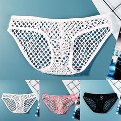 Men Briefs Sexy Low-Rise Mesh Hollow Panties Knickers Bikini Underwear Underpants Sexy Transparent High Elastic Brief