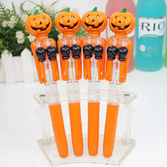 Halloween Gift Kids Trick Or Treat Party Lovely Pumpkin Boxing Pen Creative Ballpoint Pen With Light Happy HALLOWEEN Day