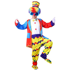 PLUS SIZE Halloween Adult Funny Circus Clown Jumpsuit Carnival Party Cosplay Men Costume Dress Up NO WIG