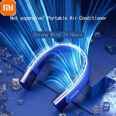 Xiaomi 8000mAh USB Hanging Neck Fan Portable Bladeless Mini Rechargeable Mute LED Digital Display Electric Fans Air Cooler New