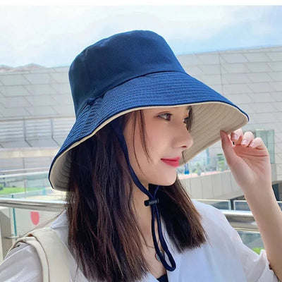 Bucket Hats with String Summer Sun Hats for Women Outdoor Foldable Panama Women's Bucket Hats Khaki 2021 Casual Fisherman Hats